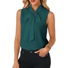 image:imageLYANER Womens Bow Tie Mock Neck Blouse Sleeveless Business Casual Tank Shirt Dressy Work TopsSolid Teal Blue
