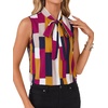 image:imageLYANER Womens Bow Tie Mock Neck Blouse Sleeveless Business Casual Tank Shirt Dressy Work TopsSquare Color Blocks