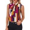 image:imageLYANER Womens Bow Tie Mock Neck Blouse Sleeveless Business Casual Tank Shirt Dressy Work TopsSquare Color Blocks