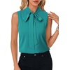 image:imageLYANER Womens Bow Tie Mock Neck Blouse Sleeveless Business Casual Tank Shirt Dressy Work TopsTeal