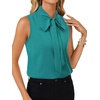 image:imageLYANER Womens Bow Tie Mock Neck Blouse Sleeveless Business Casual Tank Shirt Dressy Work TopsTeal