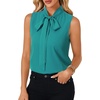 image:imageLYANER Womens Bow Tie Mock Neck Blouse Sleeveless Business Casual Tank Shirt Dressy Work TopsTeal