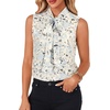 image:imageLYANER Womens Bow Tie Mock Neck Blouse Sleeveless Business Casual Tank Shirt Dressy Work TopsWater Ripple