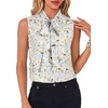 image:imageLYANER Womens Bow Tie Mock Neck Blouse Sleeveless Business Casual Tank Shirt Dressy Work TopsWater Ripple