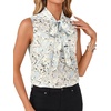image:imageLYANER Womens Bow Tie Mock Neck Blouse Sleeveless Business Casual Tank Shirt Dressy Work TopsWater Ripple