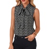 image:imageLYANER Womens Bow Tie Mock Neck Blouse Sleeveless Business Casual Tank Shirt Dressy Work TopsWhite Floral