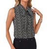 image:imageLYANER Womens Bow Tie Mock Neck Blouse Sleeveless Business Casual Tank Shirt Dressy Work TopsWhite Floral