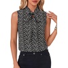 image:imageLYANER Womens Bow Tie Mock Neck Blouse Sleeveless Business Casual Tank Shirt Dressy Work TopsWhite Floral