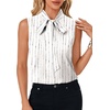image:imageLYANER Womens Bow Tie Mock Neck Blouse Sleeveless Business Casual Tank Shirt Dressy Work TopsWhite Stripe Print