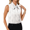 image:imageLYANER Womens Bow Tie Mock Neck Blouse Sleeveless Business Casual Tank Shirt Dressy Work TopsWhite Stripe Print