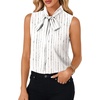 image:imageLYANER Womens Bow Tie Mock Neck Blouse Sleeveless Business Casual Tank Shirt Dressy Work TopsWhite Stripe Print