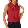 image:imageLYANER Womens Bow Tie Mock Neck Blouse Sleeveless Business Casual Tank Shirt Dressy Work TopsWine Red