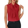 image:imageLYANER Womens Bow Tie Mock Neck Blouse Sleeveless Business Casual Tank Shirt Dressy Work TopsWine Red