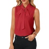 image:imageLYANER Womens Bow Tie Mock Neck Blouse Sleeveless Business Casual Tank Shirt Dressy Work TopsWine Red