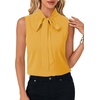 image:imageLYANER Womens Bow Tie Mock Neck Blouse Sleeveless Business Casual Tank Shirt Dressy Work TopsYellow
