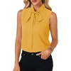 image:imageLYANER Womens Bow Tie Mock Neck Blouse Sleeveless Business Casual Tank Shirt Dressy Work TopsYellow