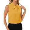 image:imageLYANER Womens Bow Tie Mock Neck Blouse Sleeveless Business Casual Tank Shirt Dressy Work TopsYellow