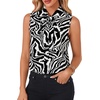 image:imageLYANER Womens Bow Tie Mock Neck Blouse Sleeveless Business Casual Tank Shirt Dressy Work TopsZebra Stripes