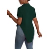 image:imageLYANER Womens Button Down Collar V Neck Open Front Short Sleeve Slit Hem Long Shirt Blouse TopsDark Lake Blue