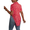image:imageLYANER Womens Button Down Collar V Neck Open Front Short Sleeve Slit Hem Long Shirt Blouse TopsFloral Rose Pink