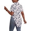 image:imageLYANER Womens Button Down Collar V Neck Open Front Short Sleeve Slit Hem Long Shirt Blouse TopsFloral White