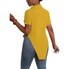 image:imageLYANER Womens Button Down Collar V Neck Open Front Short Sleeve Slit Hem Long Shirt Blouse TopsGinger