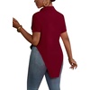 image:imageLYANER Womens Button Down Collar V Neck Open Front Short Sleeve Slit Hem Long Shirt Blouse TopsMagenta