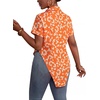 image:imageLYANER Womens Button Down Collar V Neck Open Front Short Sleeve Slit Hem Long Shirt Blouse TopsScroll Pattern Orange