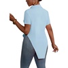 image:imageLYANER Womens Button Down Collar V Neck Open Front Short Sleeve Slit Hem Long Shirt Blouse TopsSky Blue