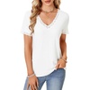 image:imageLYANER Womens Casual Lace V Neck Short Sleeve Blouse TShirt Tee TopWhite