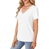 image:imageLYANER Womens Casual Lace V Neck Short Sleeve Blouse TShirt Tee TopWhite