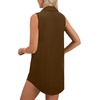 image:imageLYANER Womens Casual Shirt Dress Collar V Neck Sleeveless Button Down Loose Mini DressesDark Brown