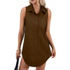 image:imageLYANER Womens Casual Shirt Dress Collar V Neck Sleeveless Button Down Loose Mini DressesDark Brown