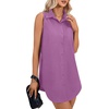 image:imageLYANER Womens Casual Shirt Dress Collar V Neck Sleeveless Button Down Loose Mini DressesPurple