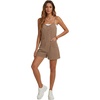 image:imageLYANER Womens Casual Summer Sleeveless Romper Loose Adjustable Spaghetti Strap Button Front Stretchy Shorts JumpsuitsBrown