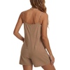 image:imageLYANER Womens Casual Summer Sleeveless Romper Loose Adjustable Spaghetti Strap Button Front Stretchy Shorts JumpsuitsBrown