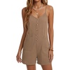 image:imageLYANER Womens Casual Summer Sleeveless Romper Loose Adjustable Spaghetti Strap Button Front Stretchy Shorts JumpsuitsBrown