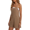 image:imageLYANER Womens Casual Summer Sleeveless Romper Loose Adjustable Spaghetti Strap Button Front Stretchy Shorts JumpsuitsBrown