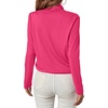 image:imageLYANER Womens Casual V Neck Cross Wrap Long Sleeve Solid Blouse Shirt TopRose Red