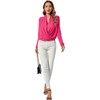 image:imageLYANER Womens Casual V Neck Cross Wrap Long Sleeve Solid Blouse Shirt TopRose Red