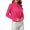 image:imageLYANER Womens Casual V Neck Cross Wrap Long Sleeve Solid Blouse Shirt TopRose Red