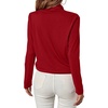 image:imageLYANER Womens Casual V Neck Cross Wrap Long Sleeve Solid Blouse Shirt TopWine Red