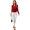 image:imageLYANER Womens Casual V Neck Cross Wrap Long Sleeve Solid Blouse Shirt TopWine Red
