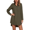 image:imageLYANER Womens Collar V Neck Button Down Shirt Dress Long Sleeve Split Hem Blouse Tunic DressesArmy Green