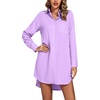 image:imageLYANER Womens Collar V Neck Button Down Shirt Dress Long Sleeve Split Hem Blouse Tunic DressesLight Purple