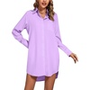 image:imageLYANER Womens Collar V Neck Button Down Shirt Dress Long Sleeve Split Hem Blouse Tunic DressesLight Purple