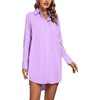 image:imageLYANER Womens Collar V Neck Button Down Shirt Dress Long Sleeve Split Hem Blouse Tunic DressesLight Purple