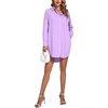 image:imageLYANER Womens Collar V Neck Button Down Shirt Dress Long Sleeve Split Hem Blouse Tunic DressesLight Purple