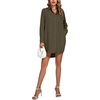 image:imageLYANER Womens Collar V Neck Button Down Shirt Dress Long Sleeve Split Hem Blouse Tunic DressesPure Army Green