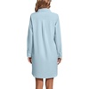 image:imageLYANER Womens Collar V Neck Button Down Shirt Dress Long Sleeve Split Hem Blouse Tunic DressesPure Blue